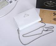 Prada Triangle Logo Chain Shoulder White Bag 19x10x3cm - 4