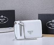 Prada Triangle Logo Chain Shoulder White Bag 19x10x3cm - 2