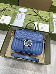 Gucci Marmont Top Handle Bag In Blue 21x15x8CM - 4