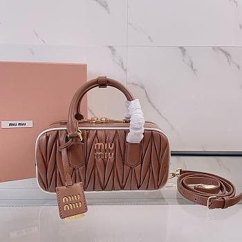 Miu Miu Brown Matelassé Leather Arcadie Size 22x10x7cm