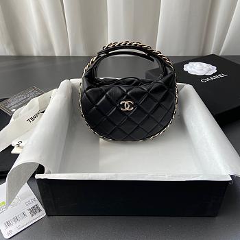 Chanel 23C Mini Hoop Loop Hobo Black 16x16x5.5cm