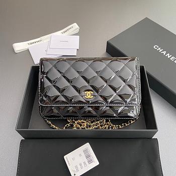 Chanel Woc Patent Black Gold Size 20x13x3.5cm