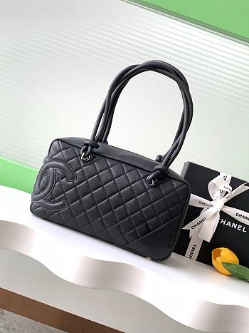 Chanel All Black Quilted Leather Cambon 27x10x15cm