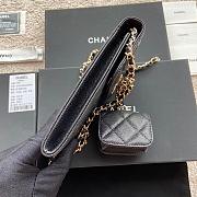 Chanel Phone Holder Lamb Black Glitter 10x16.5x2cm - 6