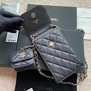 Chanel Phone Holder Lamb Black Glitter 10x16.5x2cm - 4