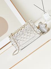Chanel Silver Flap Mirror Bag with Star Size 24CM - 4