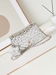 Chanel Silver Flap Mirror Bag with Star Size 24CM - 2