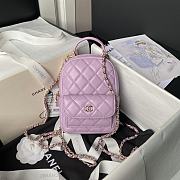 Chanel Purple Quilted Caviar Backpack 18x13x9cm - 3