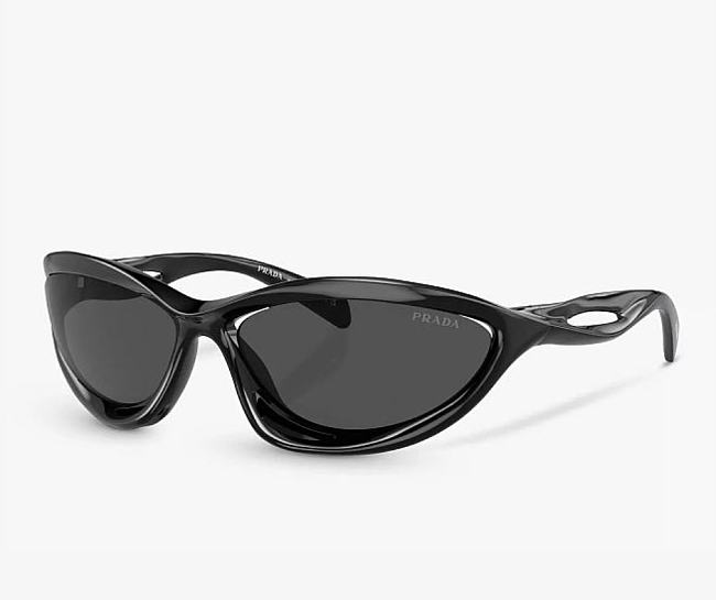 Prada 0PR A23 Women's Wrap Sunglasses Black - 1