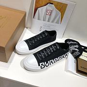 Burberry Logo Print Two-Tone Cotton Black Gabardine - 1