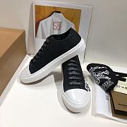 Burberry Logo Print Two-Tone Cotton Black Gabardine - 3