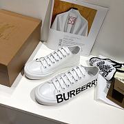 Burberry Logo Print Two-Tone Cotton White Gabardine - 5