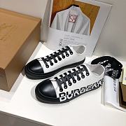 Burberry Logo Print Two-Tone Cotton Black White Gabardine - 2