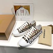 Burberry Logo Print Two-Tone Cotton Brown White Gabardine - 1