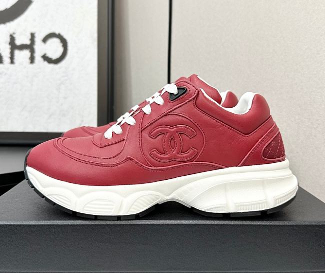 Chanel CC Logo Sneaker Red White W32330 - 1