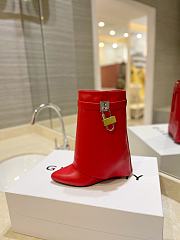Givenchy Shark Lock Ankle Boots in Leather Red - 3