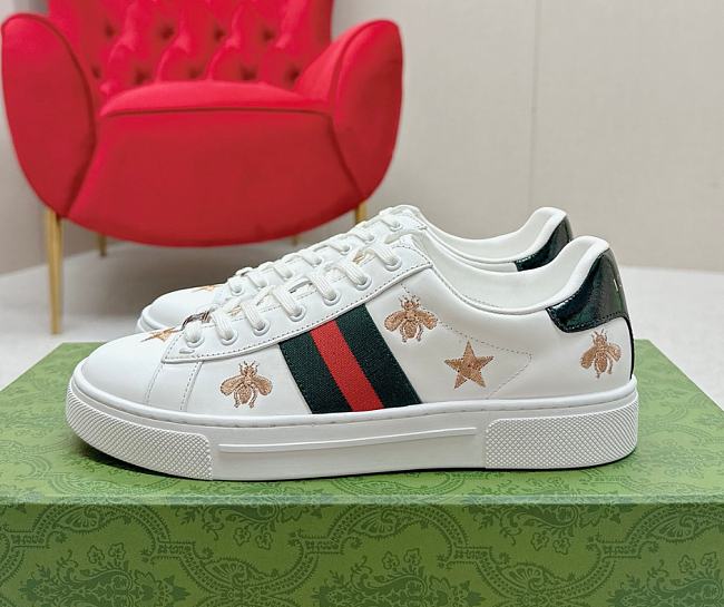 Gucci Ace Embroidered Bees And Stars White - 1