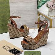 Gucci Chenille Jacquard Knit Heel Brown 12CM - 3
