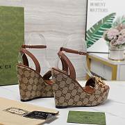 Gucci Chenille Jacquard Knit Heel Brown 12CM - 2