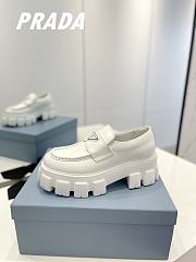 Prada Brushed Leather Monolith Loafers White - 1