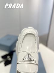 Prada Brushed Leather Monolith Loafers White - 4