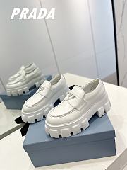 Prada Brushed Leather Monolith Loafers White - 2