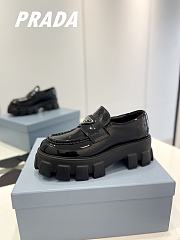 Prada Brushed Leather Monolith Loafers Black - 1
