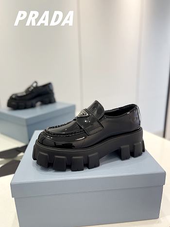 Prada Brushed Leather Monolith Loafers Black