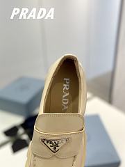 Prada Brushed Leather Monolith Loafers Beige - 6