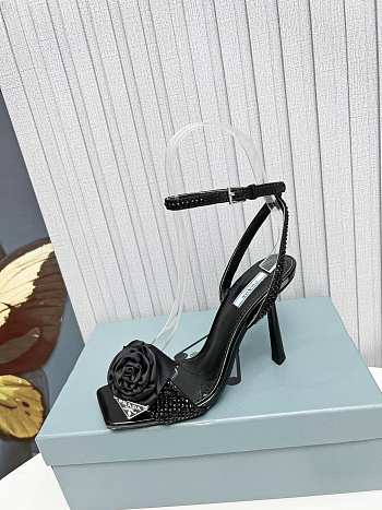 Prada Heeled Stiletto Heels with Flower Black