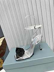 Prada Heeled Stiletto Heels with Flower Silver - 1