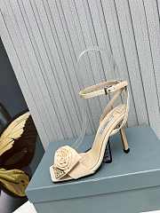 Prada Heeled Stiletto Heels with Flower Beige - 5