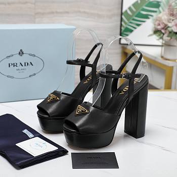 Prada Nappa Leather Platform Sandals Black 115 mm