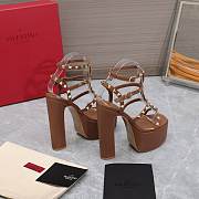 Valentino Gladiator Sandals Buckle Strappy Brown Heels 15CM - 2