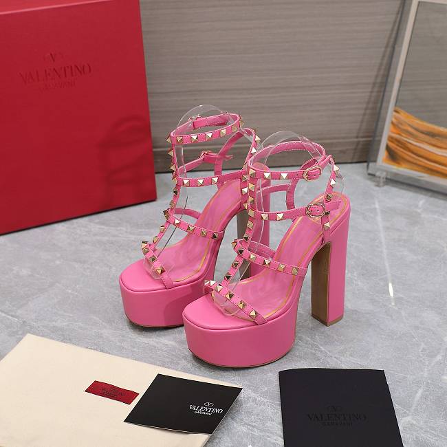 Valentino Gladiator Sandals Buckle Strappy Pink Heels 15CM - 1