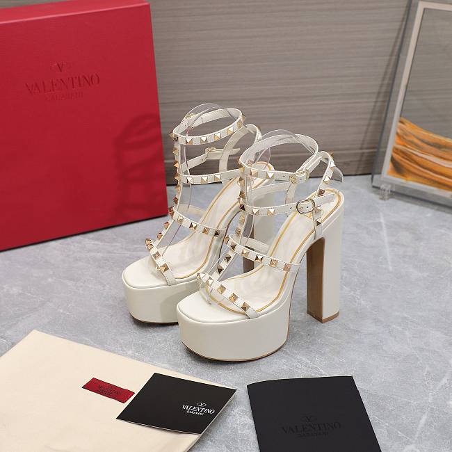 Valentino Gladiator Sandals Buckle Strappy White Heels 15CM - 1