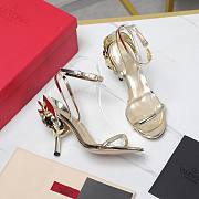 Valentino Leather Floral High Heel Gold 10CM - 5