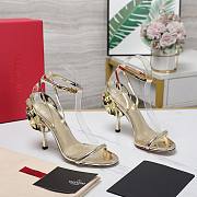 Valentino Leather Floral High Heel Gold 10CM - 3