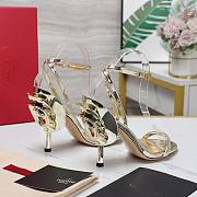 Valentino Leather Floral High Heel Gold 10CM - 2