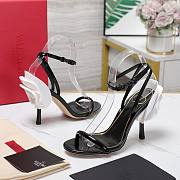 Valentino Leather Floral High Heel Black 10CM - 2