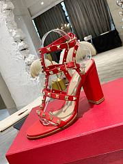 Valentino Rock Stud Sandal Heel Red 10CM - 4