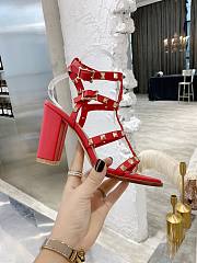 Valentino Rock Stud Sandal Heel Red 10CM - 2