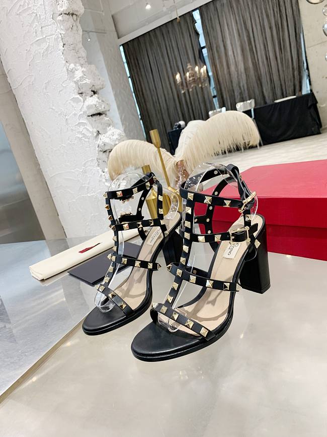 Valentino Rock Stud Sandal Heel Black 10CM - 1