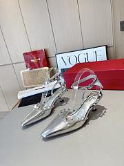 Valentino Slingback Sandals High Heels Silver 4CM - 4