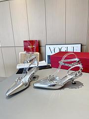 Valentino Slingback Sandals High Heels Silver 4CM - 3
