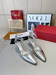 Valentino Slingback Sandals High Heels Silver 4CM - 2