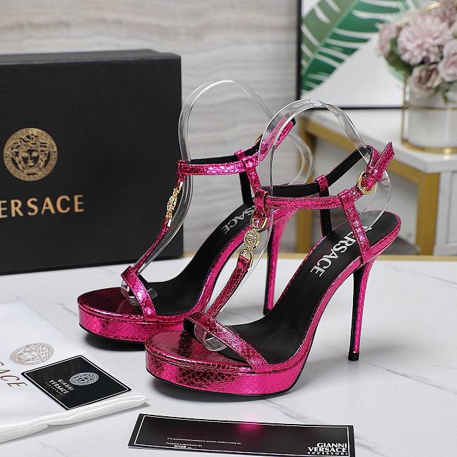 Versace Pink Medusa 95 Snake Heeled 10.5CM - 1