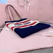 Miu Miu Crochet Woven Tote Bag Blue Red 30x38CM - 4
