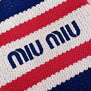 Miu Miu Crochet Woven Tote Bag Blue Red 30x38CM - 2