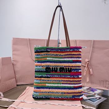 Miu Miu Crochet Woven Tote Bag Colorful 30x38CM